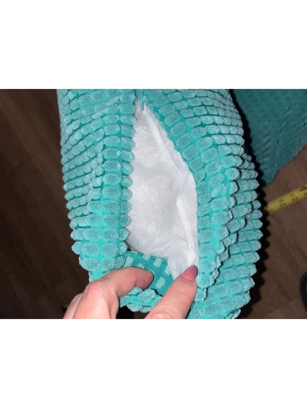 Textured Chenille Style Tufted Throw Pillow Set Soft Plush Teal Decor